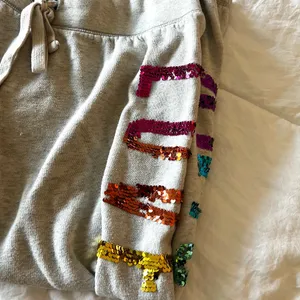 Victoria's Secret Limited Edition Gray Joggers with Multicolor Sequin Accents thumbnail 3