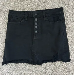 Altar'd State Black Denim Button Front High-Rise Skirt thumbnail 1