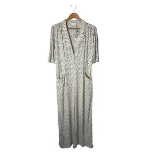 MNG Mango Jumpsuit Women Medium Cream Black Dot NWOT Wide Leg Pocket Preppy thumbnail 2