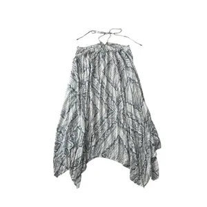 Anthropologie Suspender SKIRT ONLY Large Blue White‎ floral paisley Resort Beach thumbnail 6