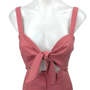 Superdown Sage Pink Sleeveless Bow Tie Button Cami Camisole Midi Tank Dress M thumbnail 3