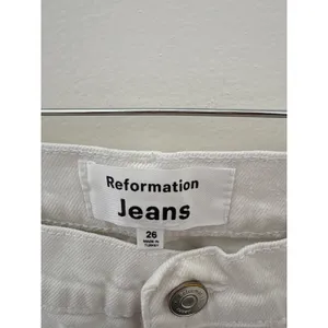Reformation Alyssa High‎ Rise Wide Leg Long Jeans White Denim Size 26 thumbnail 2