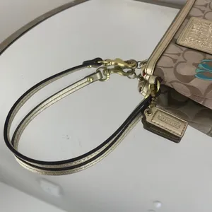 COACH Y2K Brown Logo Monogram Vibrant Graphic Studded Mini Wristlet Coin Wallet thumbnail 6