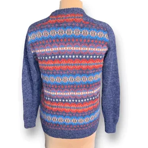 Vintage Fair‎ Isle Cardigan Sweater Navy Red Nordic Preppy Medium Heritage Knit thumbnail 4
