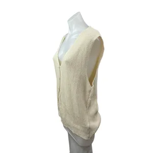 Zara Women's Cream V Neck Sleeveless Button Down Cardigan Sweater Vest Top Sz XL thumbnail 2