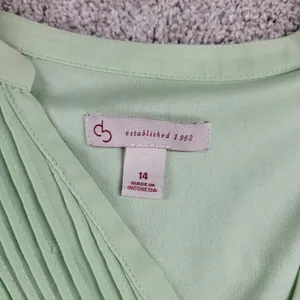CB established 1962 Womens Dress 14 Green V-Neck Pleated Front Tie Waist Flowy thumbnail 11
