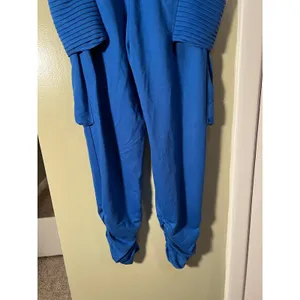 Womens Sz Large Athletic Pants Jogger Royal Blue Pull On Cargo Pockets High-Rise thumbnail 9