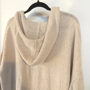 Aerie Crochet Chenille Cream Knit Hoodie Sweater Soft Cozy Oversized Boho Medium thumbnail 6