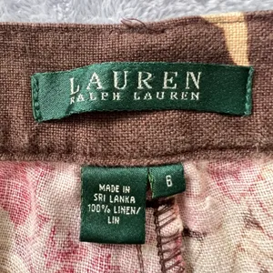 Lauren Ralph Lauren Floral Linen Blend Pants Womens Size‎ 6 Brown Pink Beige thumbnail 7