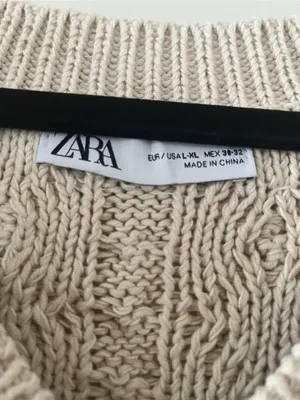 Zara Cream Cable Knit Sweater Vest Large Pearl Detail Preppy Quiet Luxury thumbnail 2