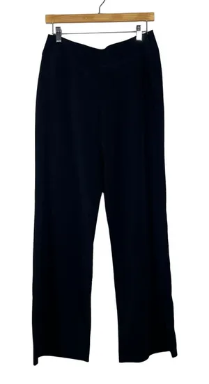 White House Black Market Wide Leg Trousers Solid Black Professional Stretch Sz 6 thumbnail 1