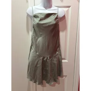 NWOT Free People Intimately Slip Dress Womens Sage Green Satin Ruffle XS thumbnail 2