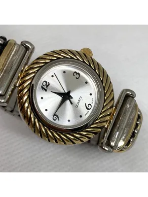 Avon women’s gold silver tone watch quartz analog 25mm stretch band running thumbnail 2