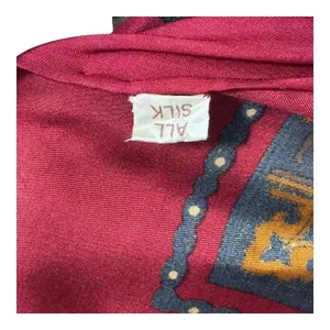 Vintage Silk Paisley Printed Scarf Red Blue Medallion Made In England Equestrian thumbnail 5