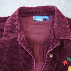 Vintage Disney Pooh Corduroy Shirt Maroon Burgundy Winnie the Pooh Embroidered M thumbnail 3