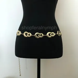 Y2K Geometric Gold Interlocking Loop Chain Belt, Fits 24.5–45 Inches, X7GA1163 thumbnail 5
