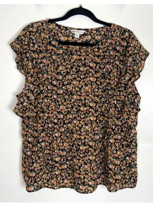 Counterparts size XL Floral Ruffle Sleeve Top thumbnail 2