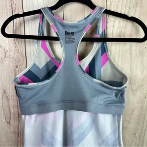 Nike Dri-fit Slim Fit Pink and Gray Chevron Racerback Tank Top thumbnail 10