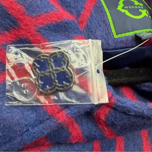 C. Wonder Geometric Diamond Print Coat Navy Red Brooch Women’s S NWOT thumbnail 11
