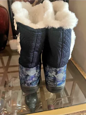 Alegria Nala Floral Winter Boots Black & Blue US 39 Like New thumbnail 7