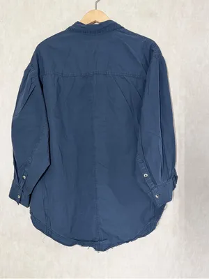 We The Free Women’s Happy Hour Button Down Shirt Longsleeve Oversized in Navy XL thumbnail 5