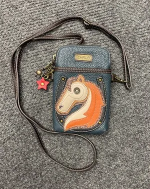 CHALA Horse Crossbody Convertible Purse Phone Holder blue equestrian thumbnail 1