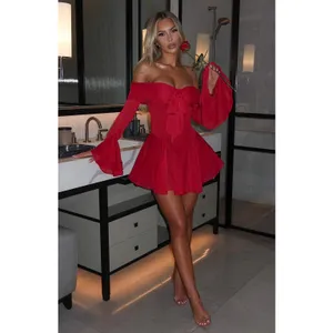 NWT Babyboo Nerissa Red Ruffle Bell Long Sleeve Romper Playsuit Womens Size M thumbnail 9