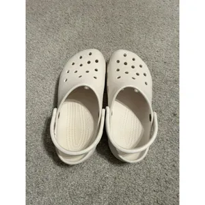 Crocs White Rubber Clogs Men's Size 6 Women's‎ 8 Preowned Stained thumbnail 2