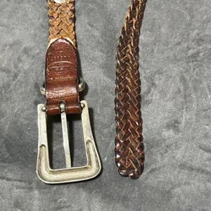 Vintage Fossil Brown Braided Leather Concho Western Belt Womens Small 90s thumbnail 2
