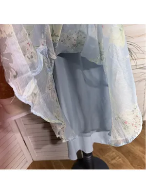 Ralph Lauren floral blue midi dress chiffon flutter sleeves cottage fairy boho 6 thumbnail 11