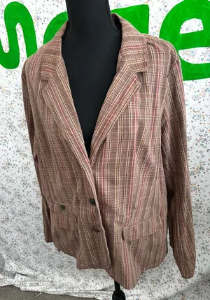 Plaid Brown Vintage Blazer Size XL thumbnail 1