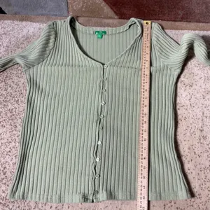 Dip‎ Organic Cotton Minimalist Ribbed Cardigan Layering Button Front Top XL thumbnail 5