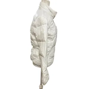 True Religion White Lightweight Puffer Jacket Women’s Medium Logo Zip Coat thumbnail 2