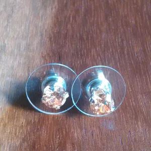 Champagne Color Simulated Diamond Sterling Silver Stud Earrings thumbnail 1