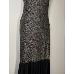 Gold‎ and Black Maxi Dress Small Deep Back Formal Evening Gown Glam Gala Y2K thumbnail 4