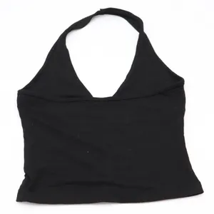 Unbranded Halter Top Womens XS Cropped Black V-Neck Stretch Excellent thumbnail 3