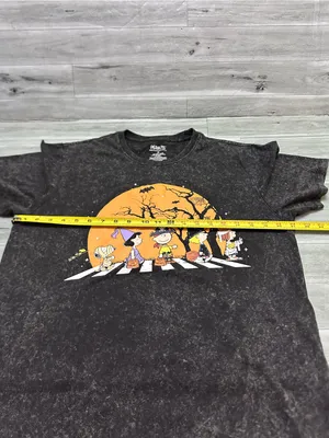 Peanuts Black Halloween Graphic Tee with Orange Moon M thumbnail 4