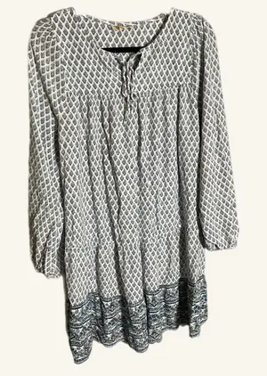 Style & Co Peasant long sleeve sz large boho hippie Babydoll Flowy Summer‎ Dress thumbnail 1