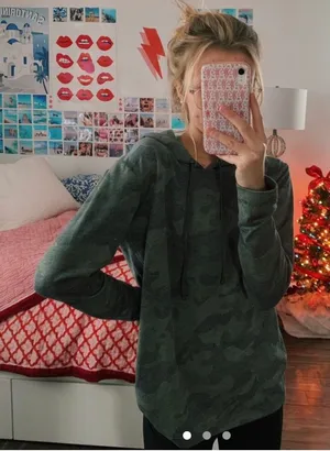 cute camo hoodie Green thumbnail 1