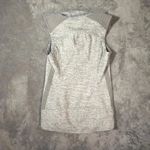 Athleta Stronger Spacedye Heathered Light Gray Sleeveless Full Zip Vest Small thumbnail 8
