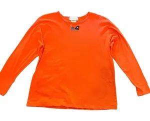Mandal Bay Women's Large Orange Halloween Embroidered Pumpkins‎ Long Sleeve Top thumbnail 1