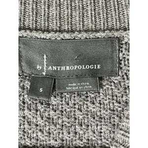 Anthropologie Cable Knit Mock Neck Balloon Sleeve Cropped Sweater Gray Size S thumbnail 5