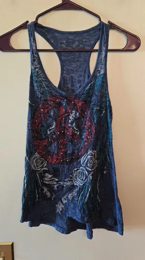 Rocker girl navy blue sheen tank top size medium thumbnail 1