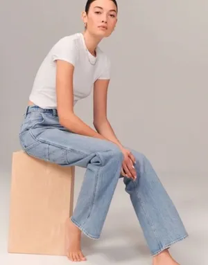 Abercrombie & Fitch The '90s Relaxed Jean High Rise Cargo Curve Love 27/4 Long thumbnail 1