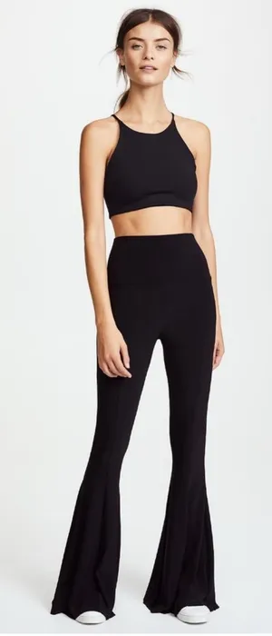 Norma Kamali Fishtail Pant Black M Flare Bellbottoms Stretch Free People thumbnail 1