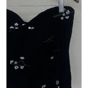 Zara Embroidered Flower Textured Bustier Corset Black Women’s Size Small Party thumbnail 9