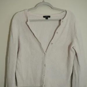 J. Crew Size Small Cream Blush Ribbed Cardigan Jeweled Buttons Ladylike Girly thumbnail 2