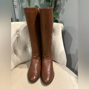 Marc Fisher Secrit studded zippered wide calf leather boots Color Cognac Size 9 thumbnail 6
