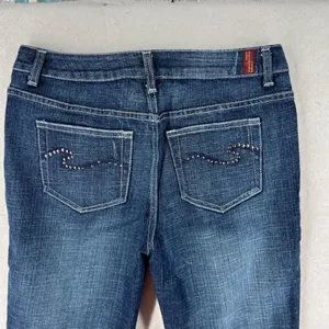 Hillard & Hanson Womens Jeans Size 6‎ Petite Faded Dark Wash Denim Bootcu… thumbnail 8