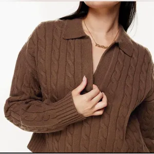 Sunday Best Aritzia Lottie Brown Merino Wool Cable Knit Sweater Size Small Women thumbnail 1